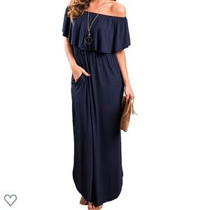 Off Should Ruffle Beach High Slit Maxi Dress